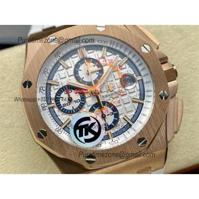 Royal Oak Offshore 26408OR A3126 Automatic Chronograph Mens Watch Best Edition TKF 44 RG White Dial Rubber CHS