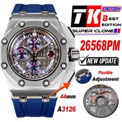 Royal Oak Offshore Schumacher 26568PM A3126 Automatic Chronograph Mens Watch Best Edition TKF 44 Gray Dial Blue Rubber