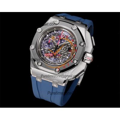 Royal Oak Offshore Schumacher 26568PM A3126 Automatic Chronograph Mens Watch Best Edition TKF 44 Gray Dial Blue Rubber