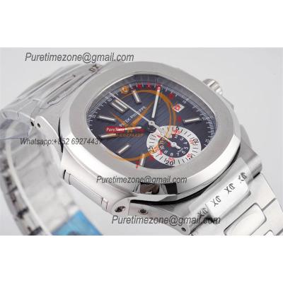 Nautilus 5980 40.5mm A28-520 Atuomatic Chronograph Mens Watch Best Edition 3KF Blue Textured Dial SS Bracelet CHS