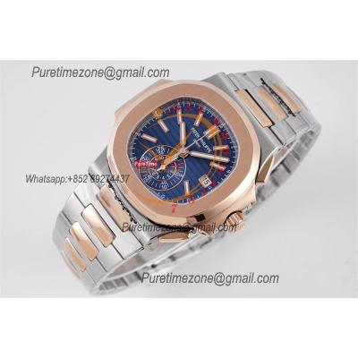 Nautilus 5980 40.5mm A28-520 Atuomatic Chronograph Mens Watch Best Edition 3KF RG Blue Textured Dial SS Bracelet CHS