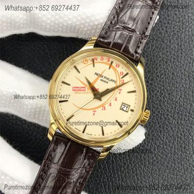 Calatrava 5227R 39mm  A324 Atuomatic Mens Watch Best Edition 3KF V2 YG White Dial Brown Leather Strap CHS