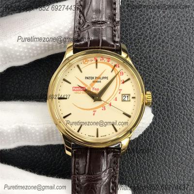 Calatrava 5227R 39mm  A324 Atuomatic Mens Watch Best Edition 3KF V2 YG White Dial Brown Leather Strap CHS