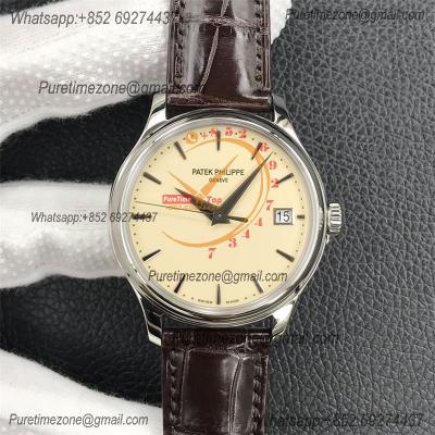 Calatrava 5227R 39mm  A324 Atuomatic Mens Watch Best Edition 3KF V2 SS White Dial Brown Leather Strap CHS