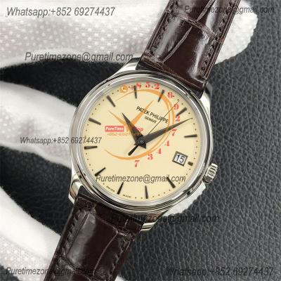 Calatrava 5227R 39mm  A324 Atuomatic Mens Watch Best Edition 3KF V2 SS White Dial Brown Leather Strap CHS