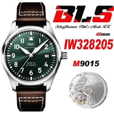 Schaffhausen Pilot's Mark XX IW328205 M9015  Atuomatic Mens Watch Best Edition BLSF 40 SS Green Dial Leather CHS