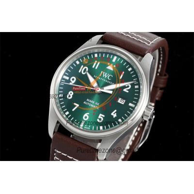 Schaffhausen Pilot's Mark XX IW328205 M9015  Atuomatic Mens Watch Best Edition BLSF 40 SS Green Dial Leather CHS