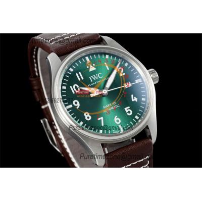 Schaffhausen Pilot's Mark XX IW328205 M9015  Atuomatic Mens Watch Best Edition BLSF 40 SS Green Dial Leather CHS