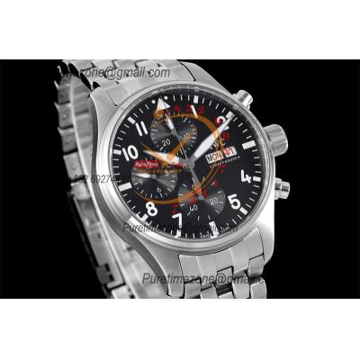 Schaffhausen Pilot's IW388113 A69835 Atuomatic Chronograph Mens Watch Best Edition BLSF 41 Black Dial SS Bracelet