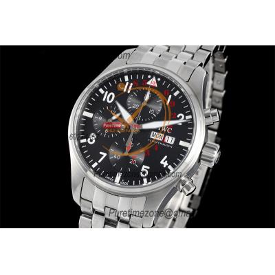 Schaffhausen Pilot's IW388113 A69835 Atuomatic Chronograph Mens Watch Best Edition BLSF 41 Black Dial SS Bracelet