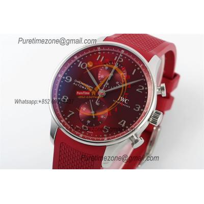 Portuguese Chronograph IW371616 A69355 Atuomatic Mens Watch Best Edition Z+F Red Dial Rubber Strap CHS