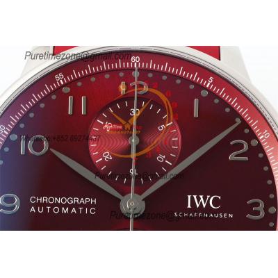 Portuguese Chronograph IW371616 A69355 Atuomatic Mens Watch Best Edition Z+F Red Dial Rubber Strap CHS