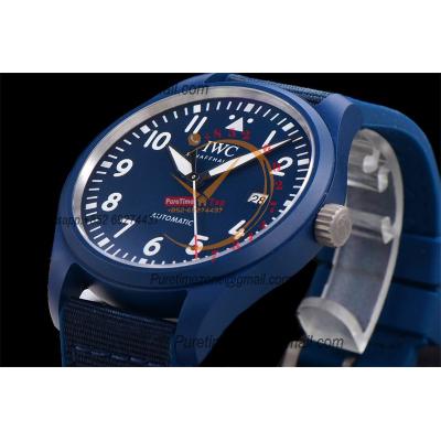 Mark XVIII IW328101 Blue Ceramic A35111 Atuomatic Mens Watch Best Edition M+F Blue Dial Nylon Strap CHS