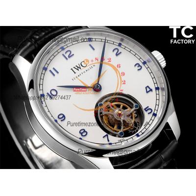 Schaffhausen Portugieser IW545801 Hand-Wound Tourbillo Mens Watch Best Edition TCF SS White Dial Black Leather CHS