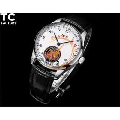 Schaffhausen Portugieser IW545801 Hand-Wound Tourbillo Mens Watch Best Edition TCF SS White Dial Black Leather CHS