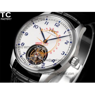 Schaffhausen Portugieser IW545801 Hand-Wound Tourbillo Mens Watch Best Edition TCF SS White Dial Black Leather CHS