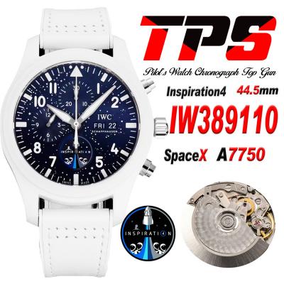 Pilot's Chronograph NSPIRATION4 Edition IW389105 Polaris Dawn SpaceX Autoamtic Mens Watch White Ceramic Blue Dial Rubber