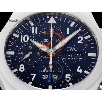 Pilot's Chronograph NSPIRATION4 Edition IW389105 Polaris Dawn SpaceX Autoamtic Mens Watch White Ceramic Blue Dial Rubber