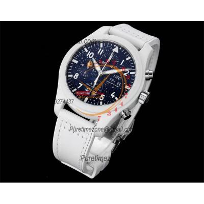 Pilot's Chronograph NSPIRATION4 Edition IW389105 Polaris Dawn SpaceX Autoamtic Mens Watch White Ceramic Blue Dial Rubber