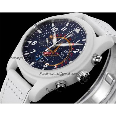 Pilot's Chronograph NSPIRATION4 Edition IW389105 Polaris Dawn SpaceX Autoamtic Mens Watch White Ceramic Blue Dial Rubber