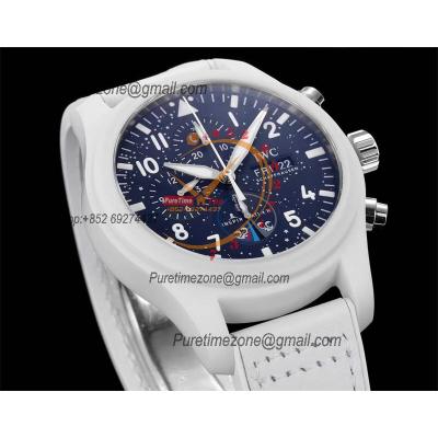 Pilot's Chronograph NSPIRATION4 Edition IW389105 Polaris Dawn SpaceX Autoamtic Mens Watch White Ceramic Blue Dial Rubber