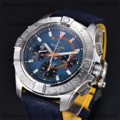 Avenger Chronograph AB0147101C1X1 A7750 Automatic Mens Watch Best Edition BLSF 44 SS Blue Dial Leather CHS