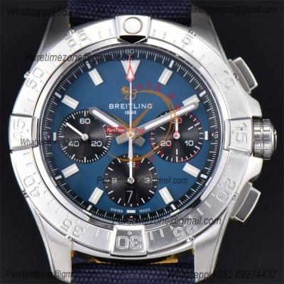 Avenger Chronograph AB0147101C1X1 A7750 Automatic Mens Watch Best Edition BLSF 44 SS Blue Dial Leather CHS