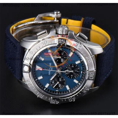 Avenger Chronograph AB0147101C1X1 A7750 Automatic Mens Watch Best Edition BLSF 44 SS Blue Dial Leather CHS