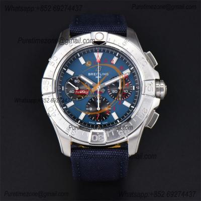 Avenger Chronograph AB0147101C1X1 A7750 Automatic Mens Watch Best Edition BLSF 44 SS Blue Dial Leather CHS