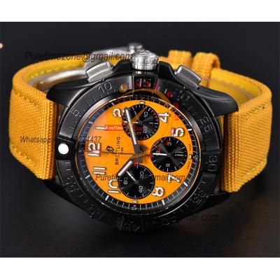 Avenger Chronograph SB0147101I1X1 A7750 Automatic Mens Watch Best Edition BLSF 44 DLC Yellow Dial Leather CHS