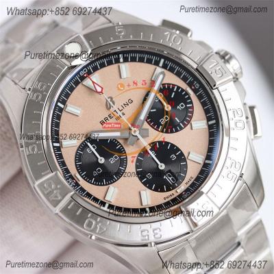 Avenger Chronograph AB0147101A1A1 A7750 Automatic Mens Watch Best Edition BLSF 44 Sand Brown Dial SS Bracelet CHS