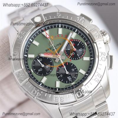 Avenger Chronograph AB0147101L1A1 A7750 Automatic Mens Watch Best Edition BLSF 44 Green Dial SS Bracelet CHS