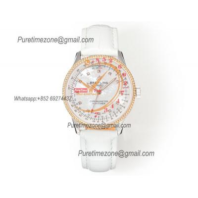 Navitimer 35mm U17395211A1P4  A2824 Automatic Womens Watch Best Edition BLSF 42 RG MOP Dial White Leather