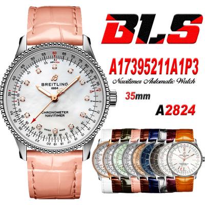 Navitimer 35mm A17395211A1P3  A2824 Automatic Womens Watch Best Edition BLSF 42 RG MOP Dial Pink Leather