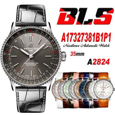 Navitimer 35mm A17327381B1P1  A2824 Automatic Womens Watch Best Edition BLSF 42 SS Gray Dial Leather Strap