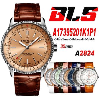 Navitimer 35mm A17395201K1P1 A2824 Automatic Womens Watch Best Edition BLSF 42 SS Bronze Dial Leather Strap