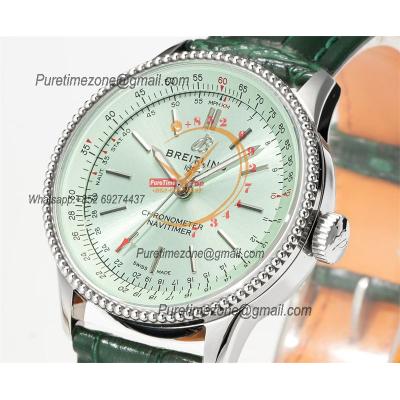 Navitimer 35mm A17395361L1P1 A2824 Automatic Womens Watch Best Edition BLSF 42 SS Green Dial Leather Strap