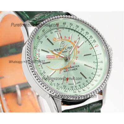 Navitimer 35mm A17395361L1P1 A2824 Automatic Womens Watch Best Edition BLSF 42 SS Green Dial Leather Strap