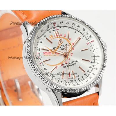 Navitimer 35mm A17395F41G1P4 A2824 Automatic Womens Watch Best Edition BLSF 42 SS Silver Dial Orange Leather