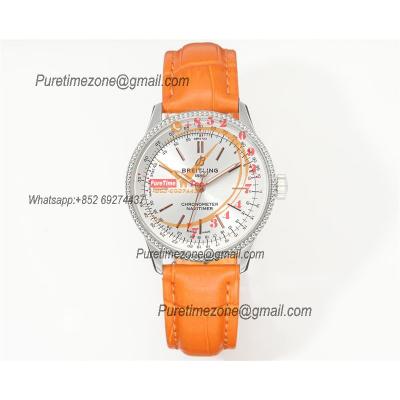 Navitimer 35mm A17395F41G1P4 A2824 Automatic Womens Watch Best Edition BLSF 42 SS Silver Dial Orange Leather