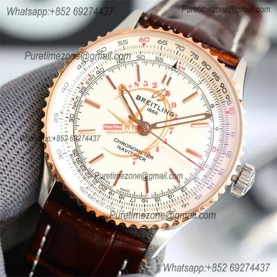 Navitimer A2824 Automatic Mens Watch U17329F41G1P1 Best Edition TWF 41mm RG Silver Dial Leather Strap CHS