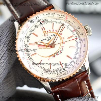 Navitimer A2824 Automatic Mens Watch U17329F41G1P1 Best Edition TWF 41mm RG Silver Dial Leather Strap CHS