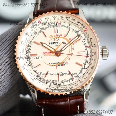 Navitimer A2824 Automatic Mens Watch U17329F41G1P1 Best Edition TWF 41mm RG Silver Dial Leather Strap CHS