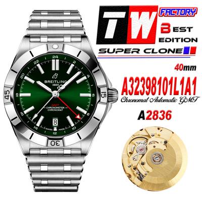 Chronomat Automatic GMT A2836 Automatic Mens Watch A32398101L1A1 Best Edition TWF 40mm Green Dial SS Bracele CHS