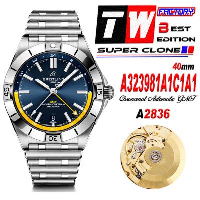 Chronomat Automatic GMT A2836 Automatic Mens Watch A323981A1C1A1 Best Edition TWF 40mm Blue Dial SS Bracele CHS