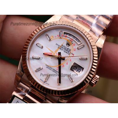 DayDate 36 128235 A2836 Automatic Mens Watch Best Edition QF V5 RG MOP Crystal Dial President Bracelet CHS (Gain Weight)