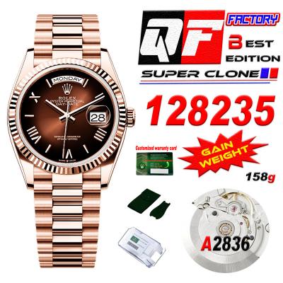 DayDate 36 128235 A2836 Automatic Mens Watch Best Edition QF V5 RG Brown Roman Dial President Bracelet CHS (Gain Weight)