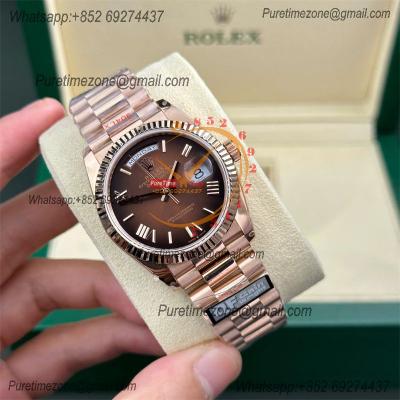 DayDate 36 128235 A2836 Automatic Mens Watch Best Edition QF V5 RG Brown Roman Dial President Bracelet CHS (Gain Weight)