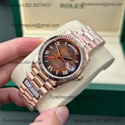 DayDate 36 128235 A2836 Automatic Mens Watch Best Edition QF V5 RG Brown Roman Dial President Bracelet CHS (Gain Weight)