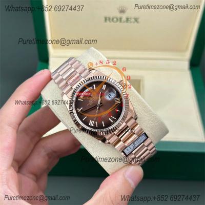 DayDate 36 128235 A2836 Automatic Mens Watch Best Edition QF V5 RG Brown Roman Dial President Bracelet CHS (Gain Weight)